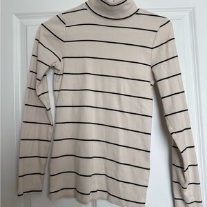 J. Crew Cream and Black Striped Long Sleeve Tee